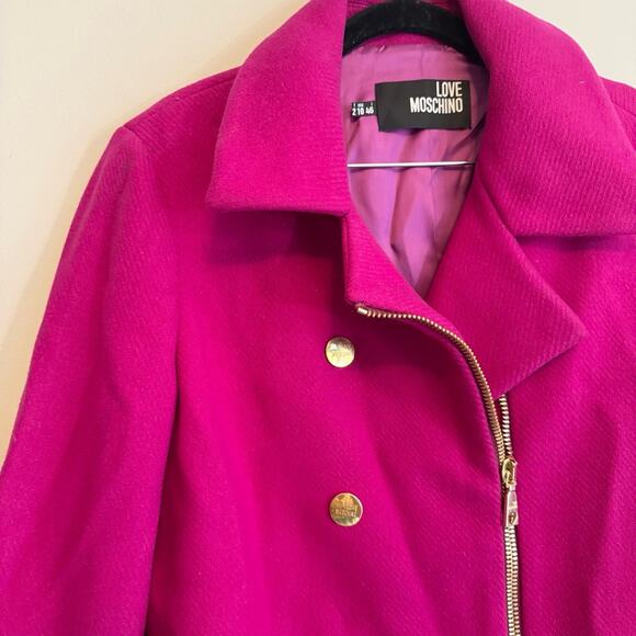 Love Moschino Virgin Wool Blazer Jacket Magenta Pink 10 - Picture 3 of 6